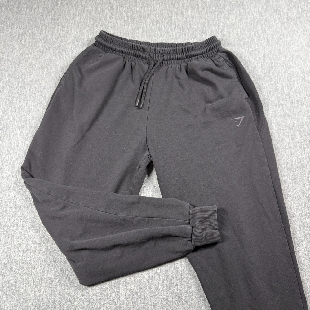 Gymshark Joggers Mens M Black Fleece Drawstring Elastic Waist Tapered Gym Pants